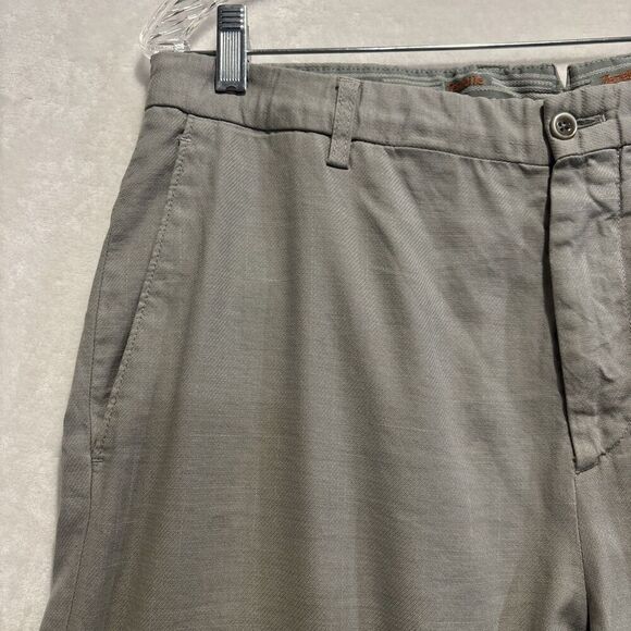 Zanella Linen Blend The Noah Grey Static Plaid Flat Front Stretch Pants Size 36 - Picture 5 of 16